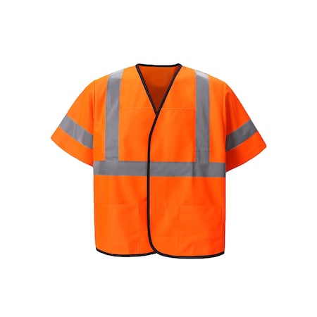 2W International Lightweight Safety Vest w/Sleeves 5XL Class 3 U Back, , Hook and Loop 3 Pockets EN333C-3 4XL/5XL